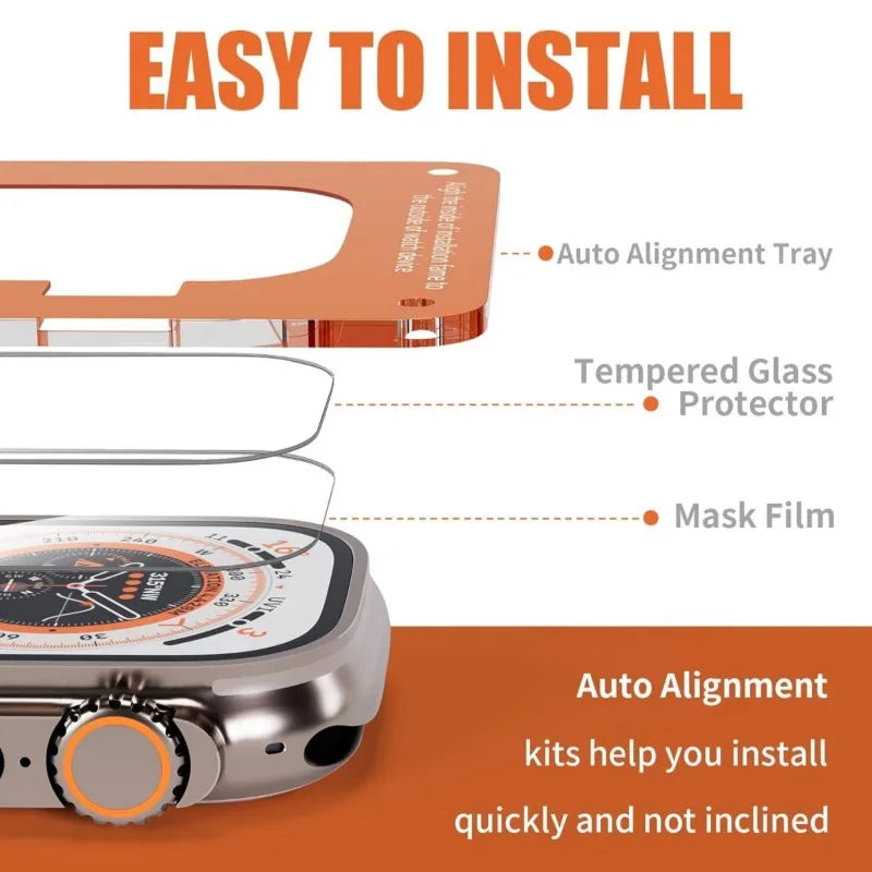 3-5Pcs Tempered Glass Screen Protector For Apple Watch Ultra 49mm Accessories HD Film iWatch Ultra automatic installation