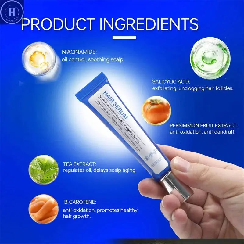 Fast Hair Growth Serum Hair Regrowth Essential Oil Anti Hair loss Repair Damaged Scalp Women Men Anti Baldness Hair Growth Care HALALZEN