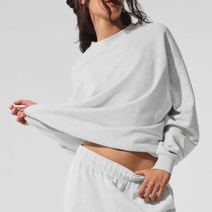 Cotton Sports Hoodies Tops for Women Oversized Crewneck Sweatshirts Women Autumn Comfort Colors Black Long-sleeved Pullovers