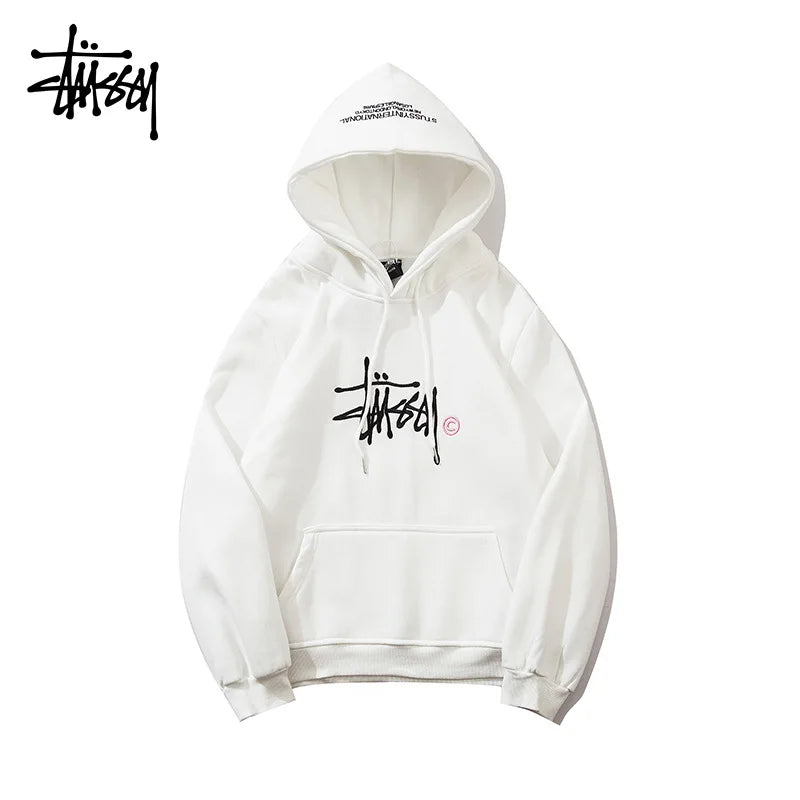 STUSSY 8 High Quality Embroidered Sports Hoodie Men's Sweatirt Spring Autumn Casual Loose Fit Hoodie Trend Cotton