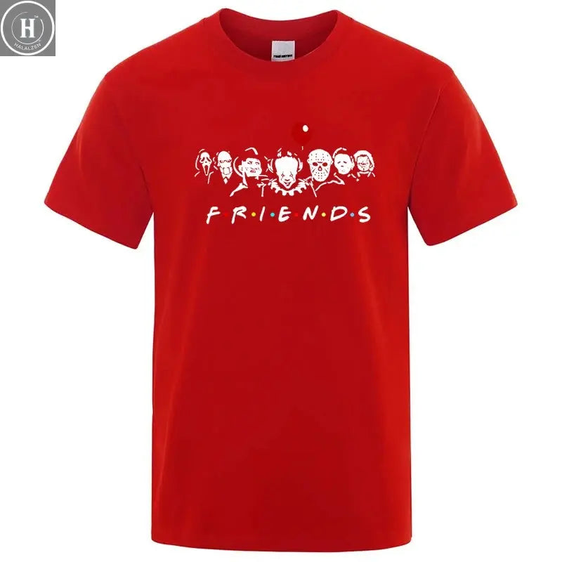 Men's High Quality T-shirt 100% Cotton T-shirt Funny Friends Print T Shirt Loose Summer Cool O-neck Men T-shirt Male Tops Tee HALALZEN