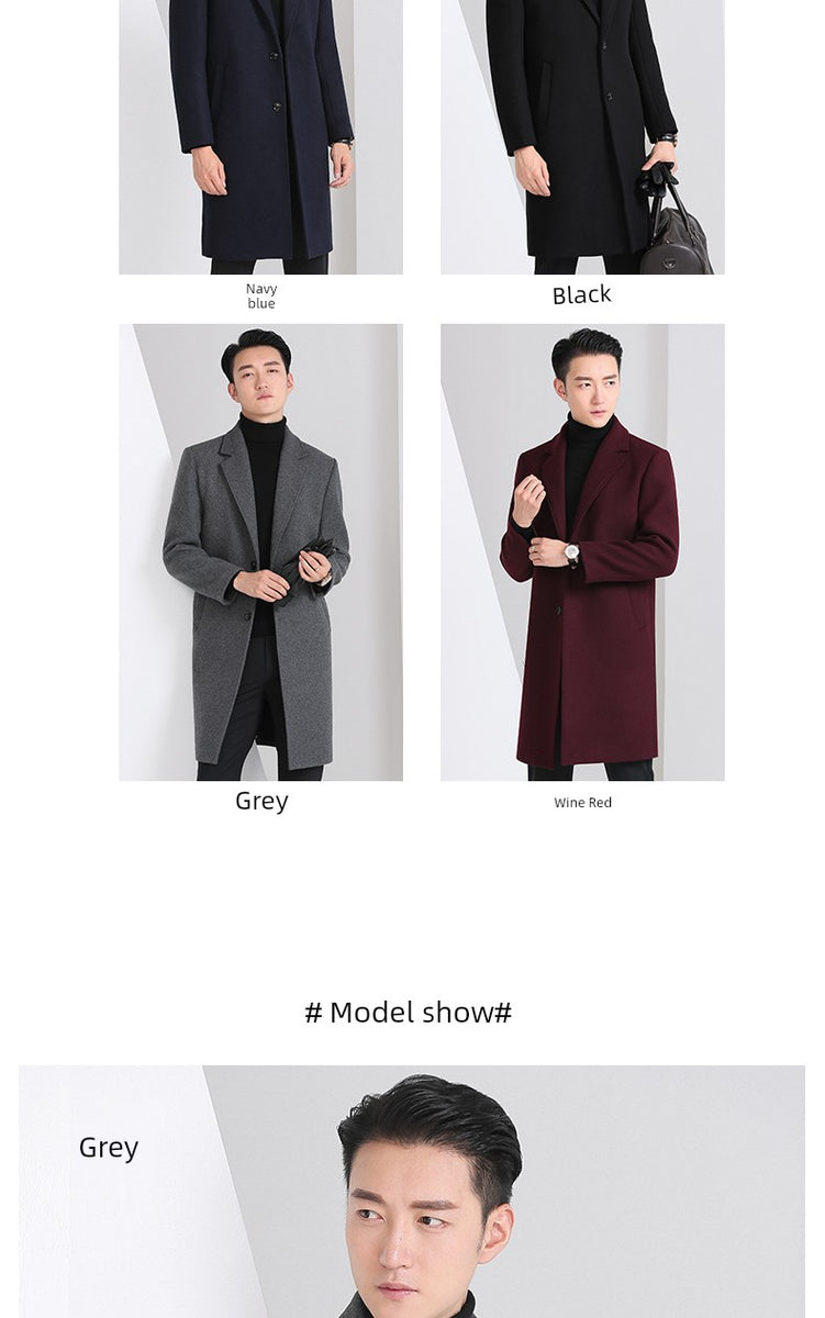 Hengyuanxiang Woolen Coat Men's 2023 Winter New Arrival Thickened Cashmere Mid Length Long Length Trench Coat Woolen Outwear Tide