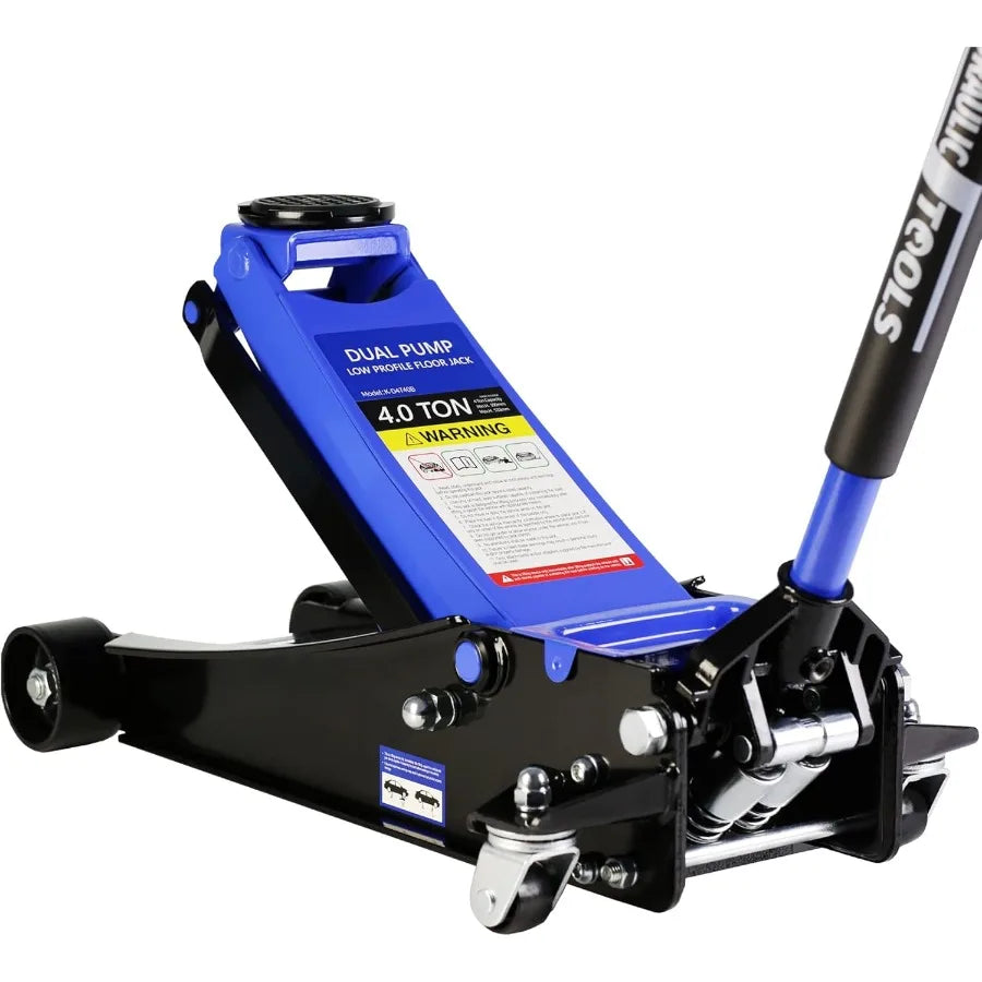 Floor Jack 4 Ton Low Profile Floor Jack Heavy-Duty Steel Racing Hydraulic Floor Car Jack with Dual Piston Quick Lift Pump Lifti