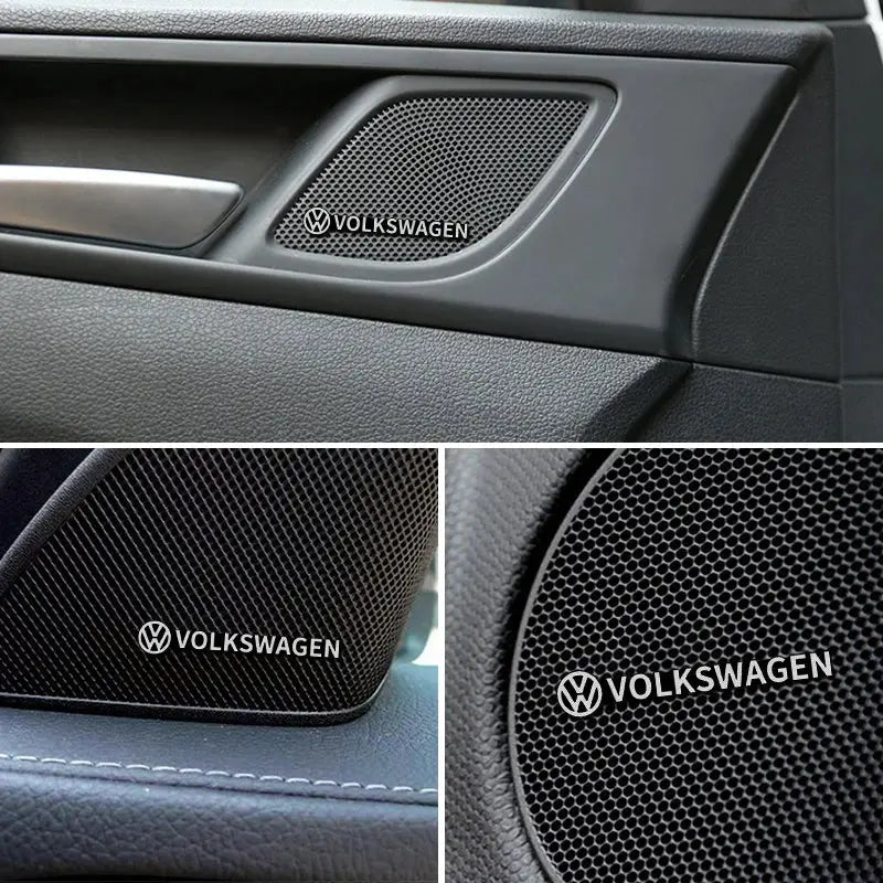 hot 4/10 pcs for VW Volkswagen 3D aluminum speaker stereo Golf Polo Passat Jetta Tiguan Touran speaker badge emblem Sticker Acc HALALZEN