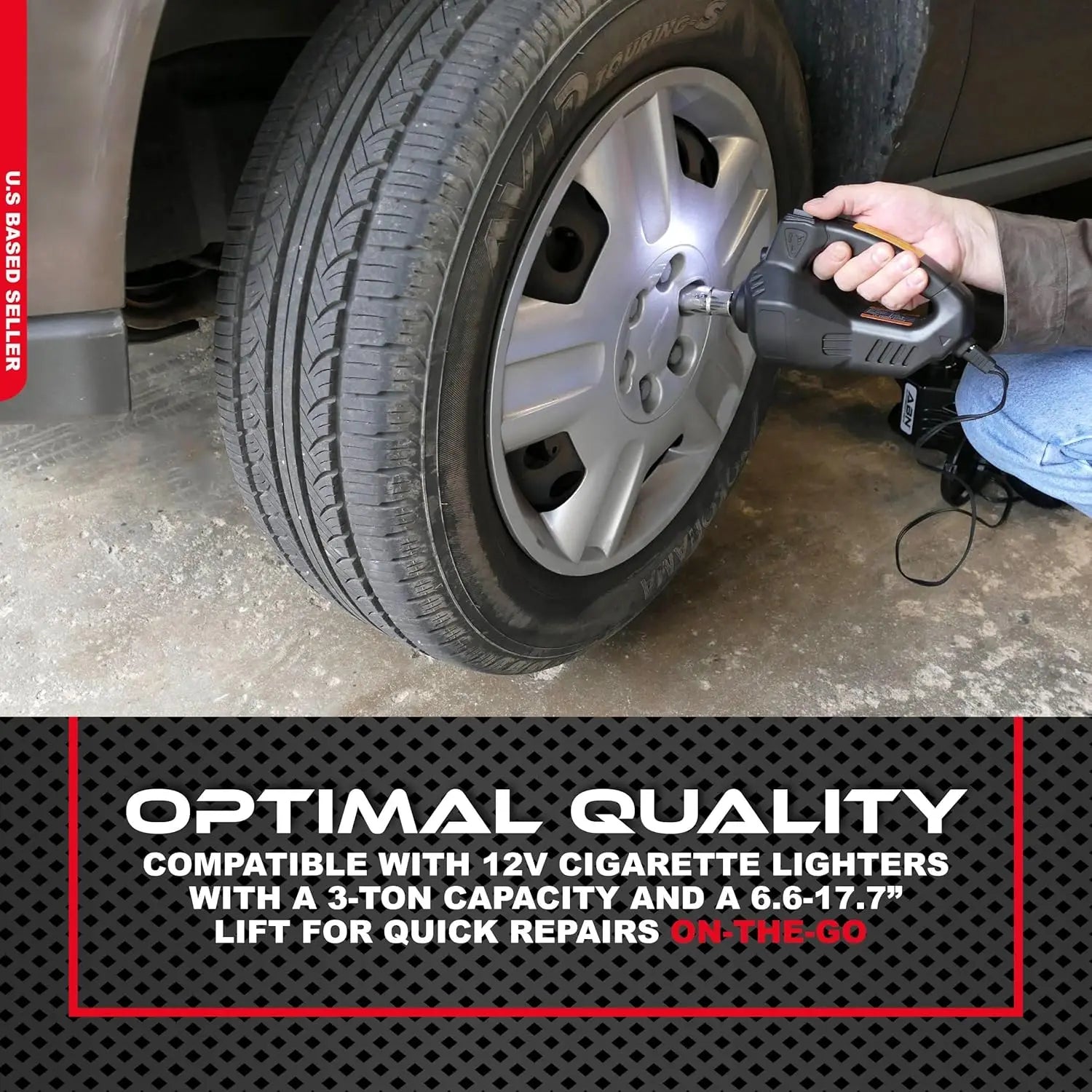 3-in-1 Electric 3-Ton Car Hydraulic Floor Jack with Tire Inflator and Impact Wrench for Roadside Emergencies