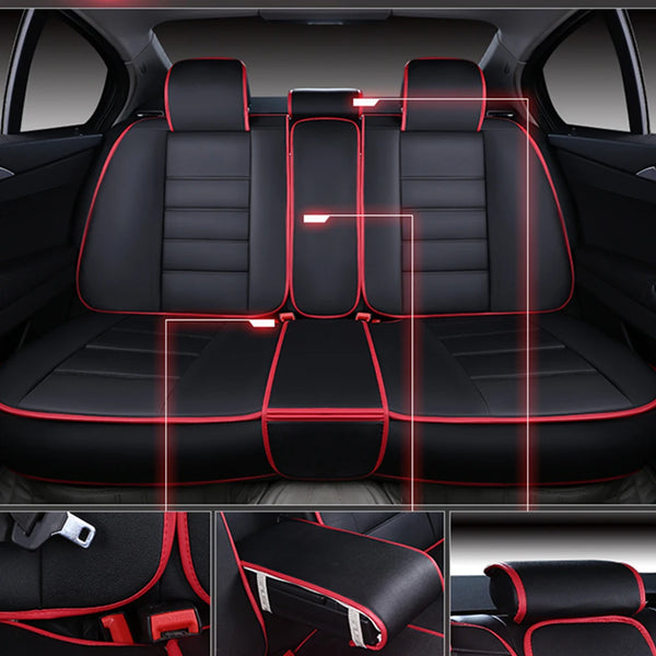 SUV Front And Rear Car Seat PU Leather 5-Seats Cover Cushion Full Set Universal