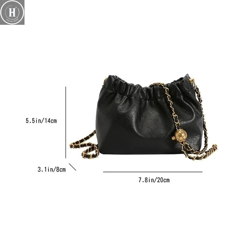 Women Chain Shoulder Bag Versatile Crossbody Tote Bag Casual Pleatd Hobo Bag Satchel Sling Bag Girl Stylish Purse HALALZEN