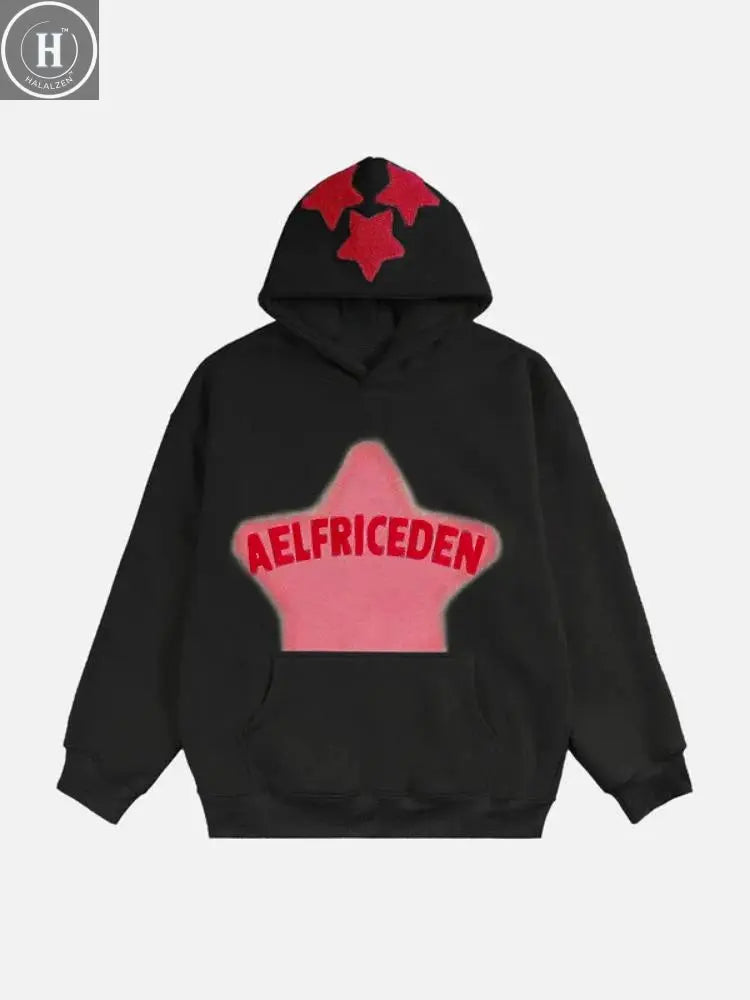 2024 Fall hip hop street graffiti hoodie women's retro casual sports baggy hoodie HALALZEN