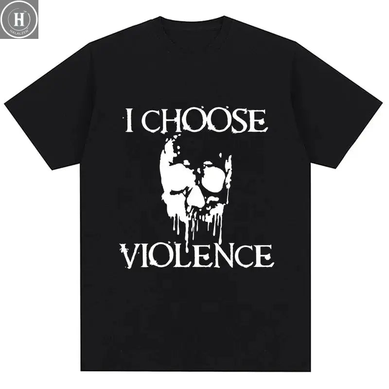 I Choose Violence T Shirt Funny Duck Humor Slogan Short Sleeve T-shirts Men Women 100% Cotton Loose Oversized T-shirt Streetwear HALALZEN