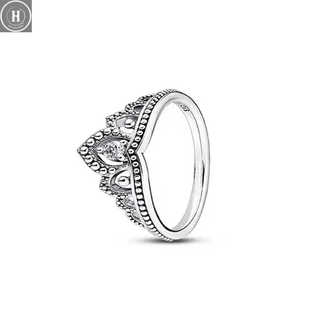 Hot Sale Original 925 Sterling Silver Women Finger Rings for Women Silver Love Heart Rhomboid Moon Star Luxury Jewelry Trinkets HALALZEN