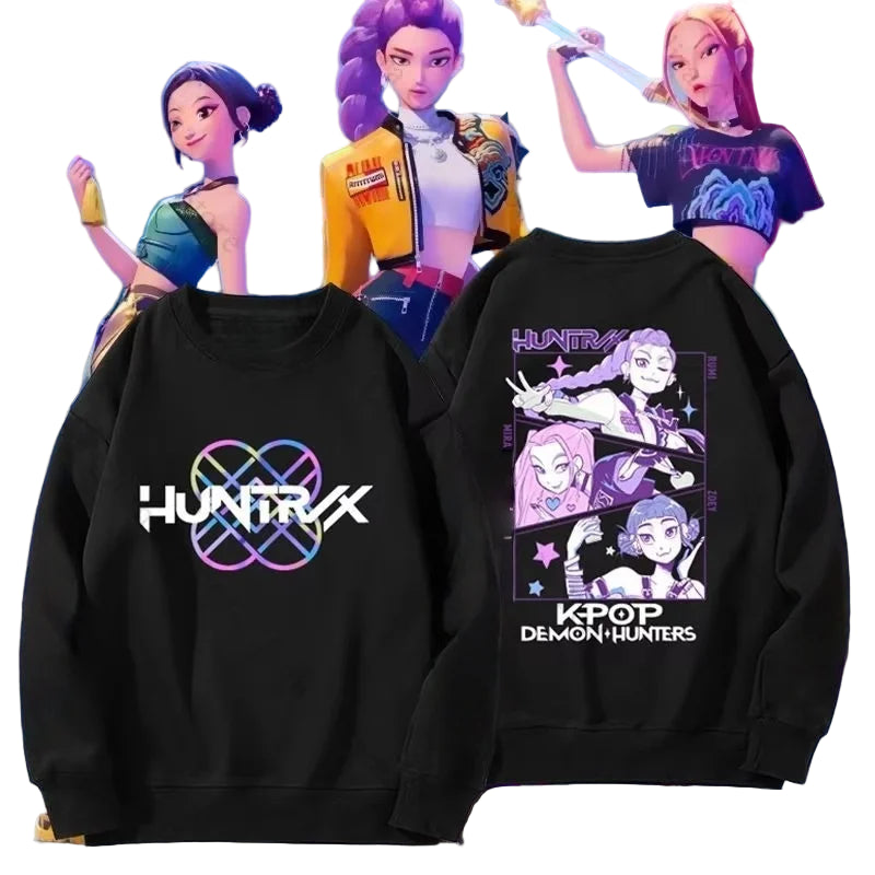 KPop Demon Hunters HUNTRIX Pirnt Hoodie Autumn Long Sleeve Tops Women's Clothing Sweatshirts