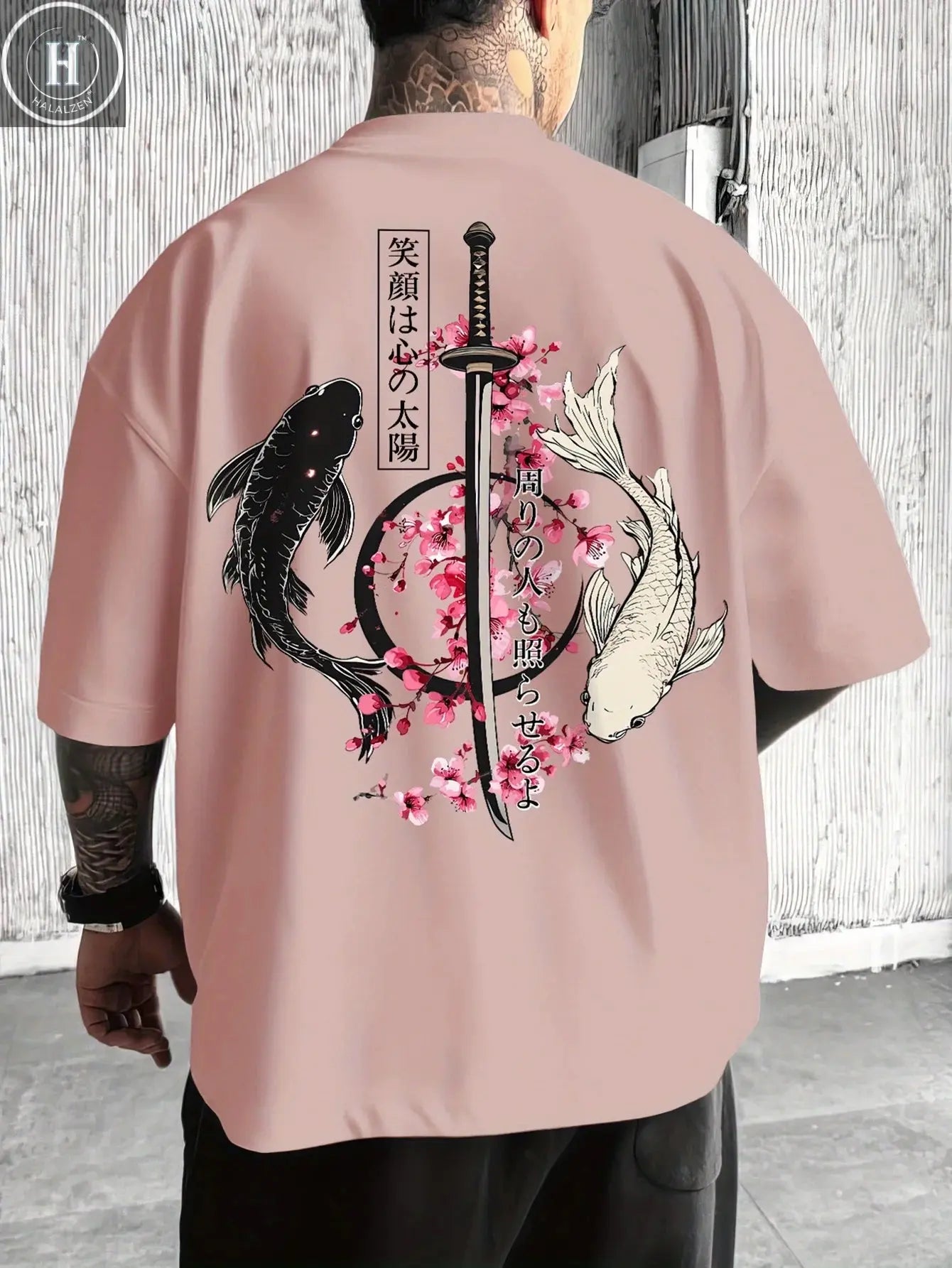 Japanese Cherry Blossom Print 100% Cotton Men Woment T-shirt Summer Autumn Daily Outdoor Sports Casual Loose Street Short-sleeve HALALZEN