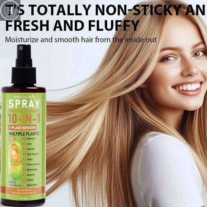 10-in-1 Hair Essence Spray with Plant Keratin & Biotin - Hydrating + Smoothing + Shine Control - Jojoba Oil Formula HALALZEN