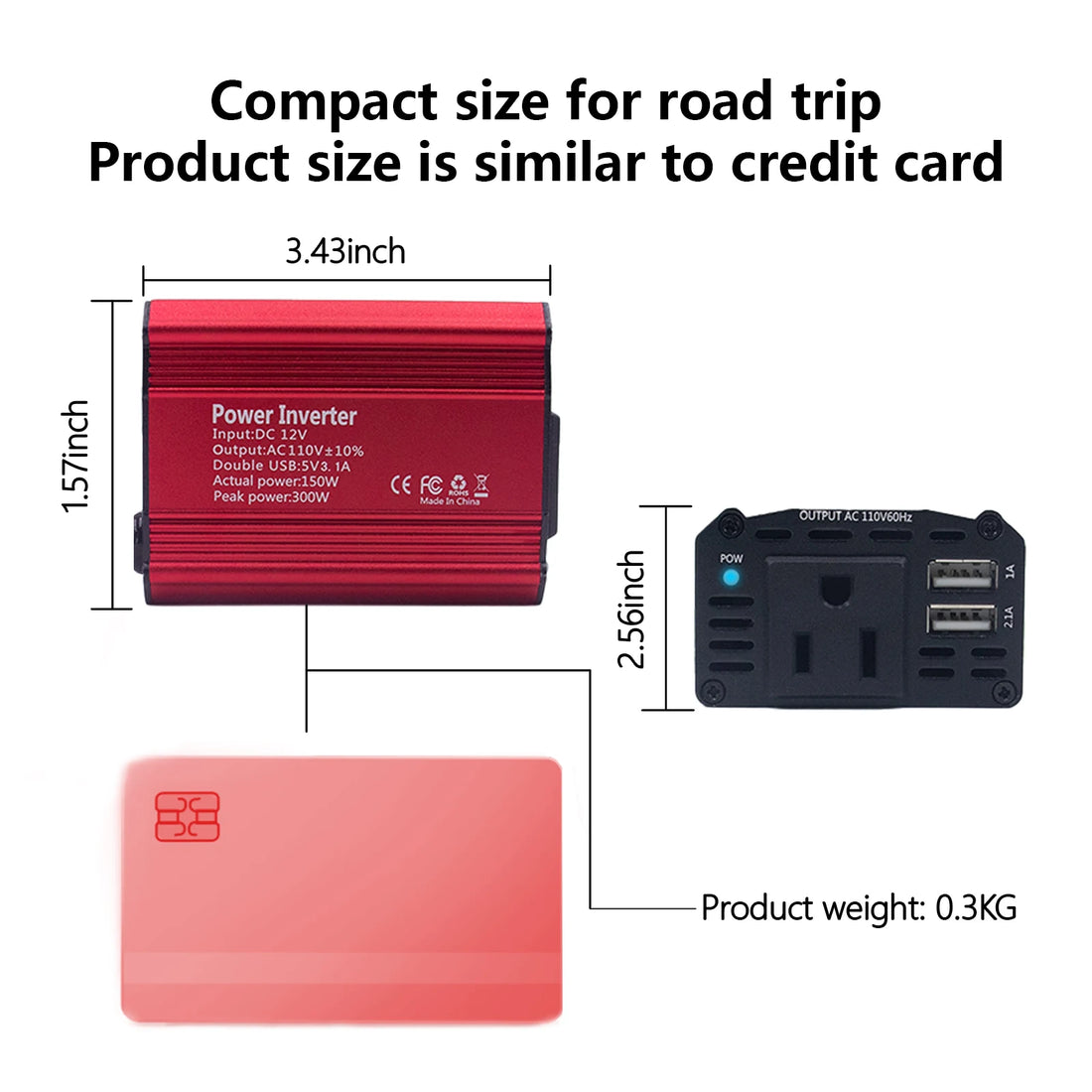 DC 12V to 110V AC Car Inverter 300W DC to AC Power Converter Automatic Transformer With US Socket Dual USB Car Adapter Dropsh