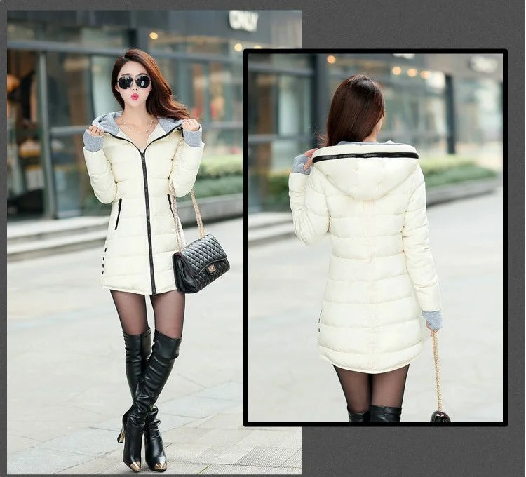 Fashion Casual Women Waterproof Down Cotton Jacket Autumn Winter Long Parkas Overcoat Warm Thick Lady Hooded Padded Coat