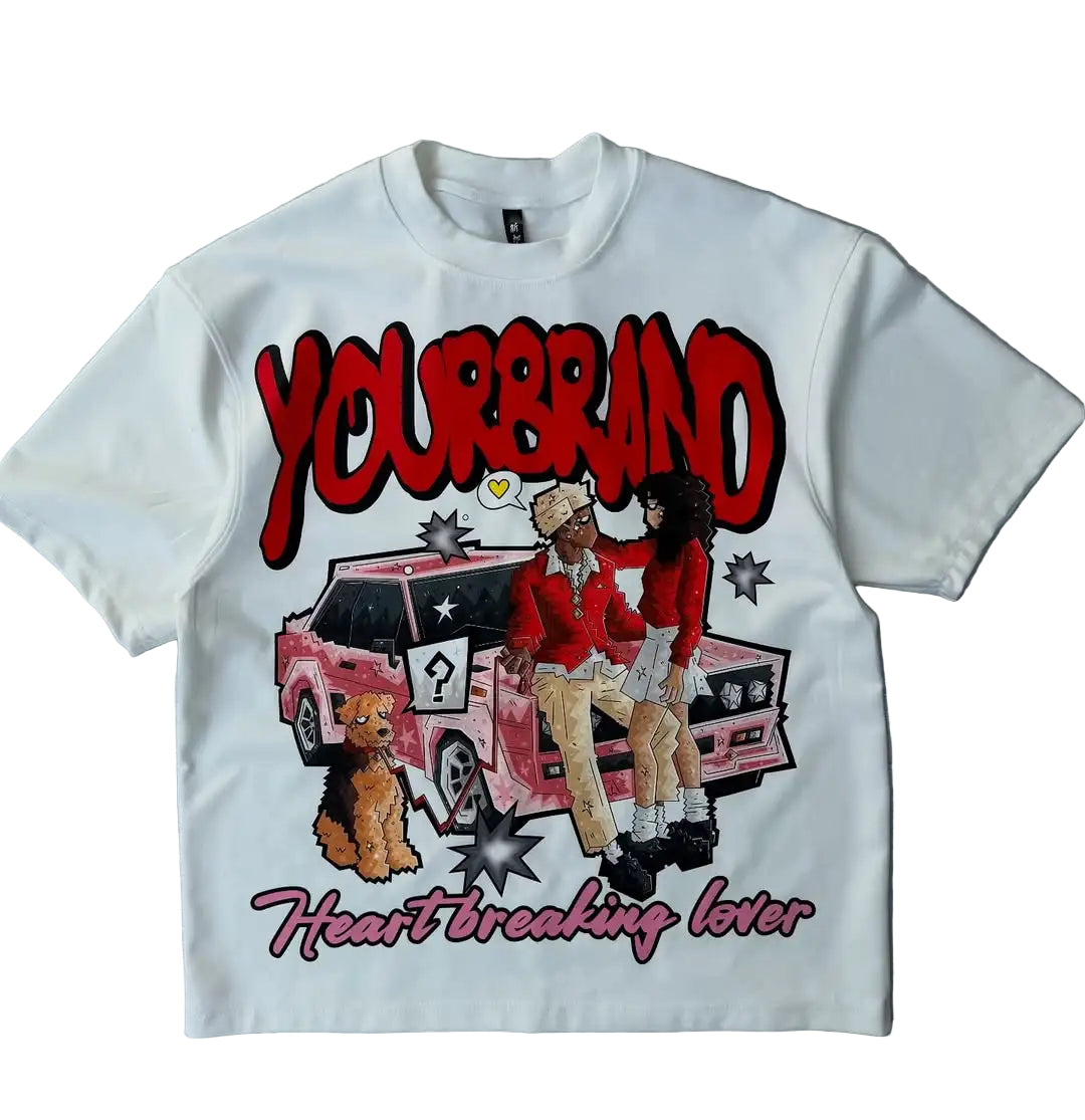 Y2k Harajuku streetwear men and women short sleeved fashion new cartoon print design shirt retro hip-hop trend oversized T-shirt