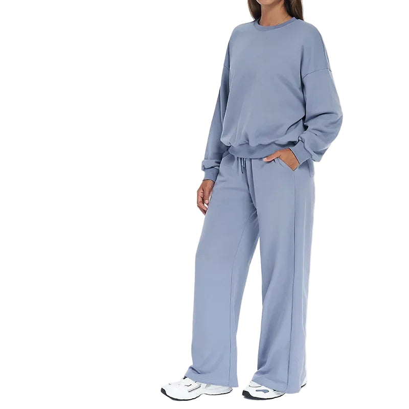 Autumn Winter Women's Pant Sets Sports Pullover Wide Leg Pants 2 Pieces Yoga Sets Gym Fitness Tracksuit Set Loose Hoodies Suits