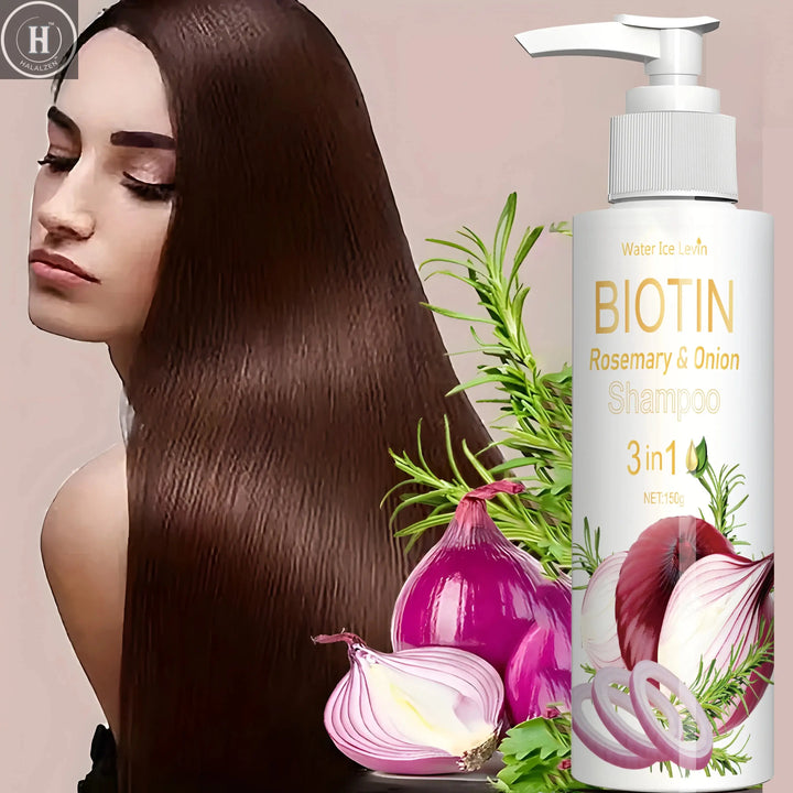 Biotin Rosemary Onion Shampoo, 72-Hour Oil Control, Soft and Shiny, Say Goodbye to Dry and Greasy Hair, Hair Care and Scalp Care HALALZEN