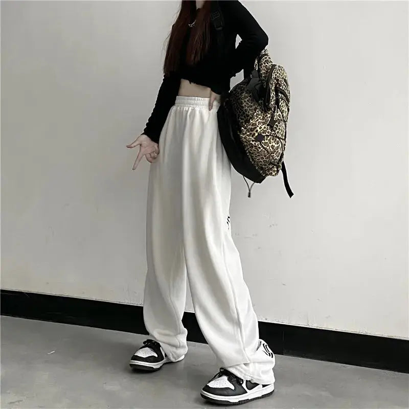 Harajuku Wide Leg Cargo Pants Women Letter Print Punk Streetwear Y2k Pantalones Mujer Korean Fashion Joggers Sweatpants Halalzen UK