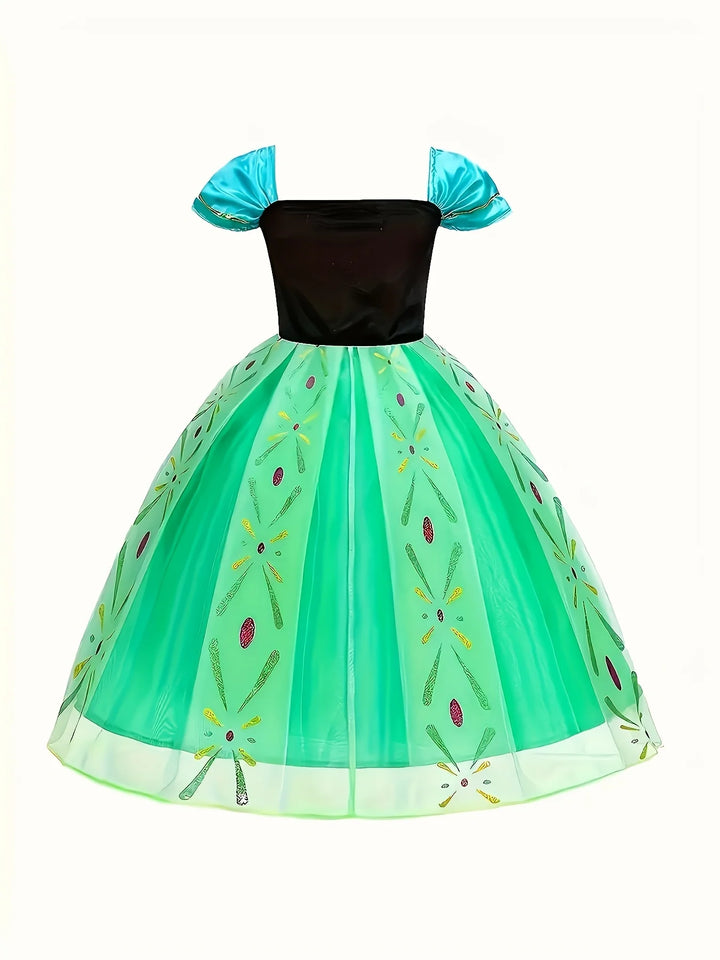 Glowing Magic Green Led Princess Dress for Girls 3-12 Years Old Suitable for Sparkling Birthday/Party Costumes, Halloween Cosplay and Holiday Gifts (Shipped from Not Included)