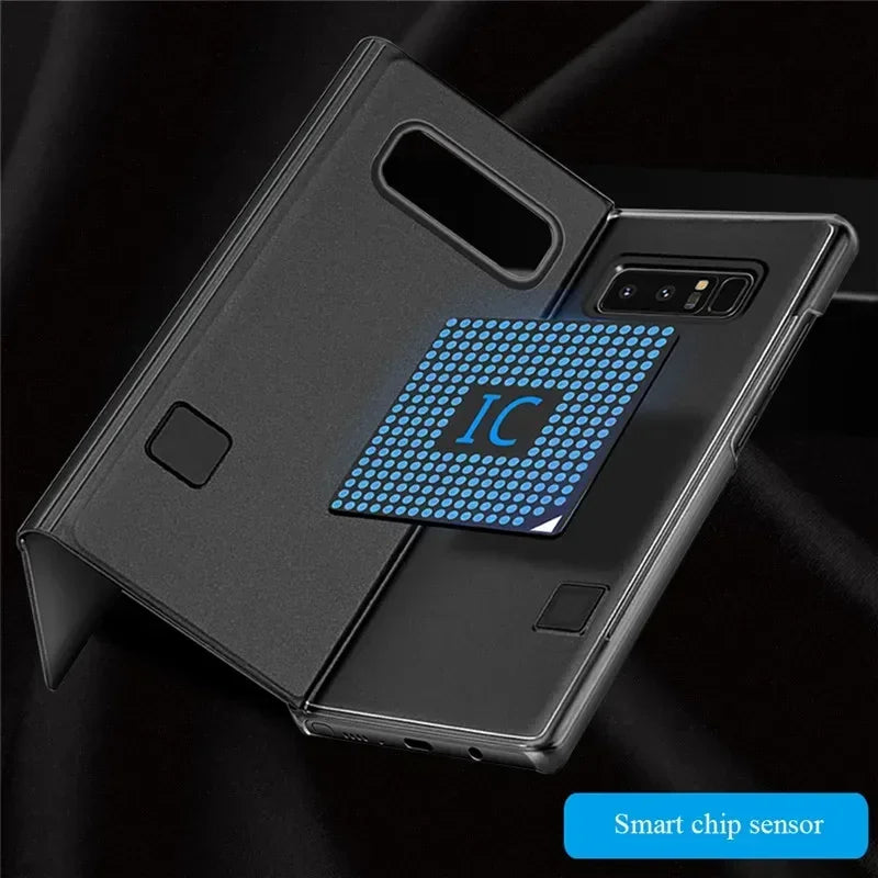 For Samsung Galaxy S10 S24 Plus Window View Clear Mirror Intelligent Protective Cover Flip-free Smart Chip Flip Leather Cases