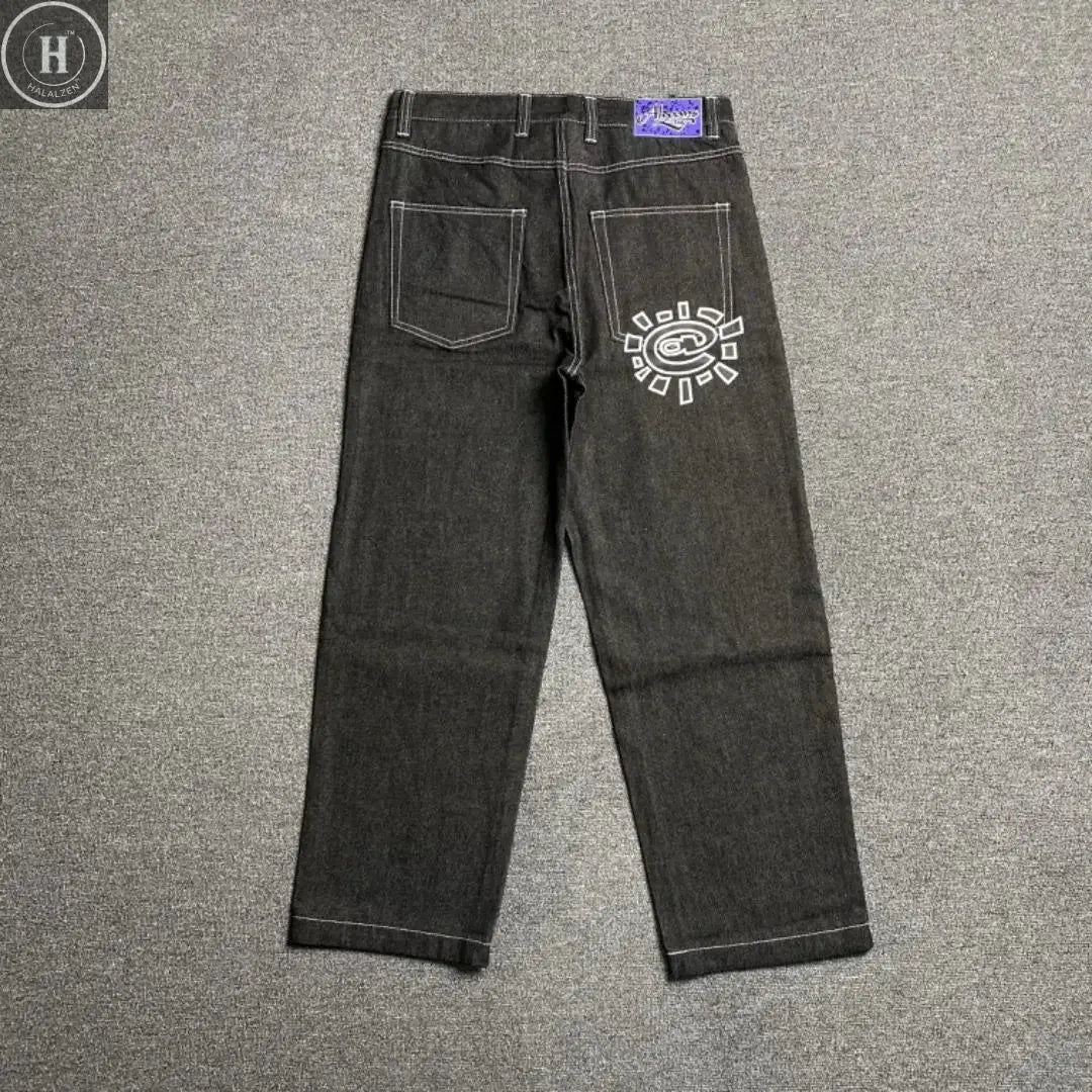 New Always Jeans High quality Printed Embroidery Straight Jeans Black Pants Men Jeans Printing Trend Street Wear AlwaysJeans Men HALALZEN