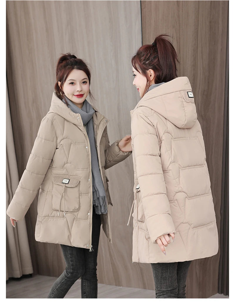 Winter Jacket Women's Parka Coat 2024 New Long Coat Down Snow Wear Outerwear Female Hooded Waterproof Cotton Padded Puffer Parka