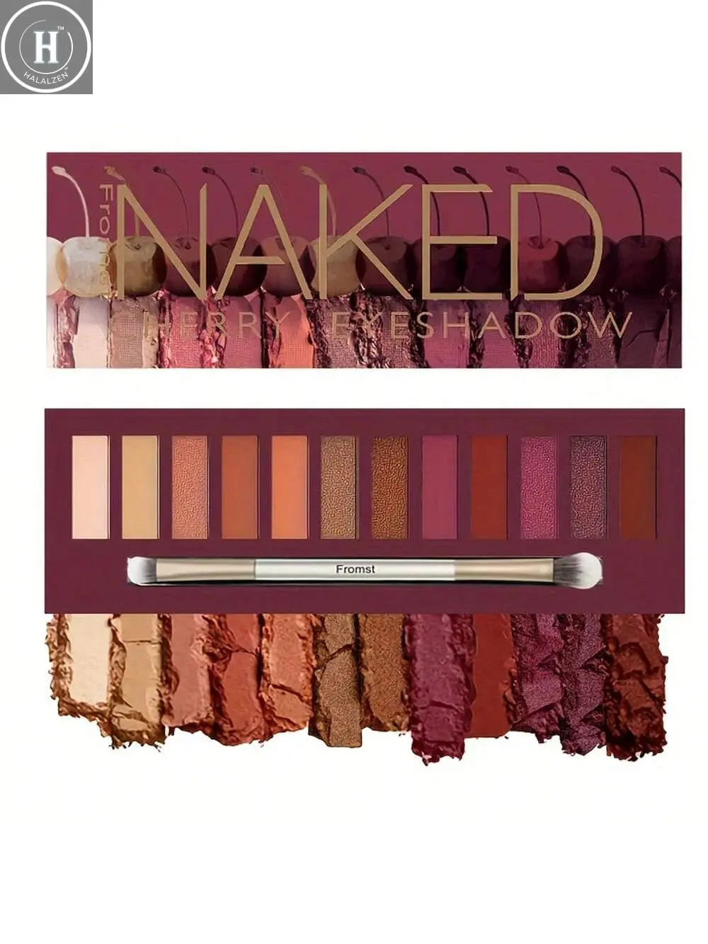 12-color eyeshadow palette, mirror packaging, pearlescent shimmer, stage makeup effect, long-lasting, easy to apply, waterproof HALALZEN