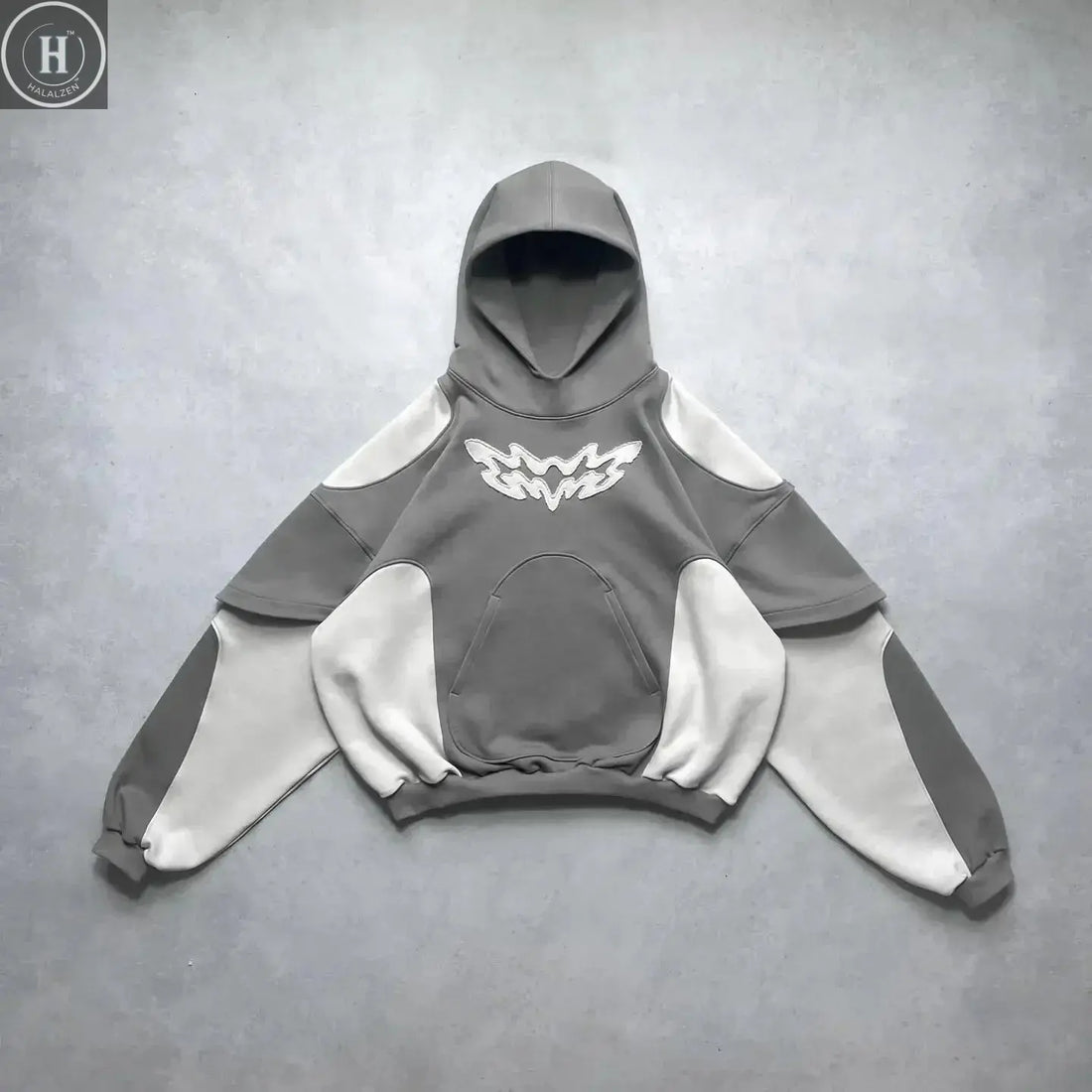 Y2k New Tops Harajuku Geometric Embroidery Splicing Gothic Youth Simple Daily Hoodies Women Sweatshirt Loose Pattern Casual Men HALALZEN