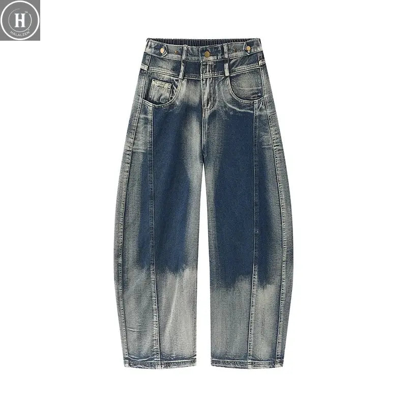 Men's Autumn Japanese Gradient Jeans Retro Washed Straight Leg Wide-leg Pants Versatile Daily Wear Loose Casual Trousers Halalzen UK