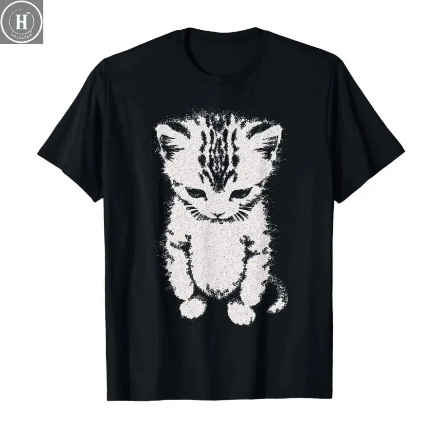 El Gato Sad Kitten Funny Meme Sad Crying Munchkin Cat Trendy T-shirt For Men Women 100% Cotton T Shirts Short Sleeve Tops P710 HALALZEN