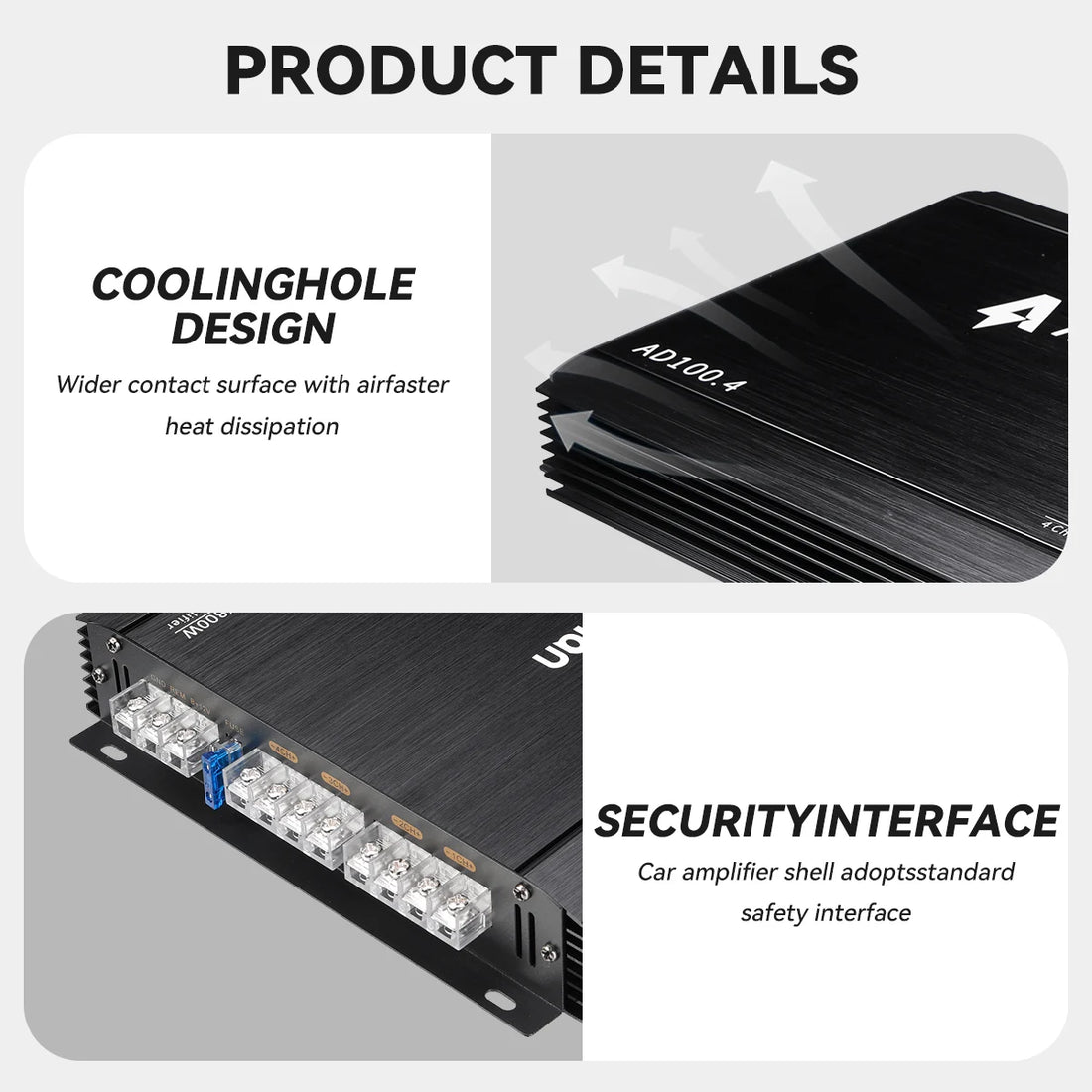 4-Channel 12V Car Power Amplifier Digital Stereo Surround Passive Subwoofer Audio Player Max 8800W