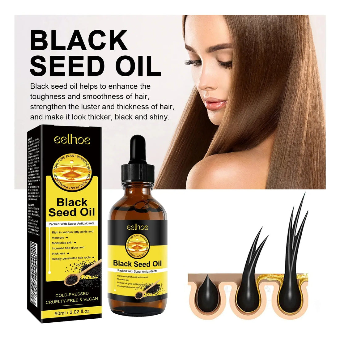 Hair growth essential oil. Effectively repair baldness and hair loss symptoms HALALZEN