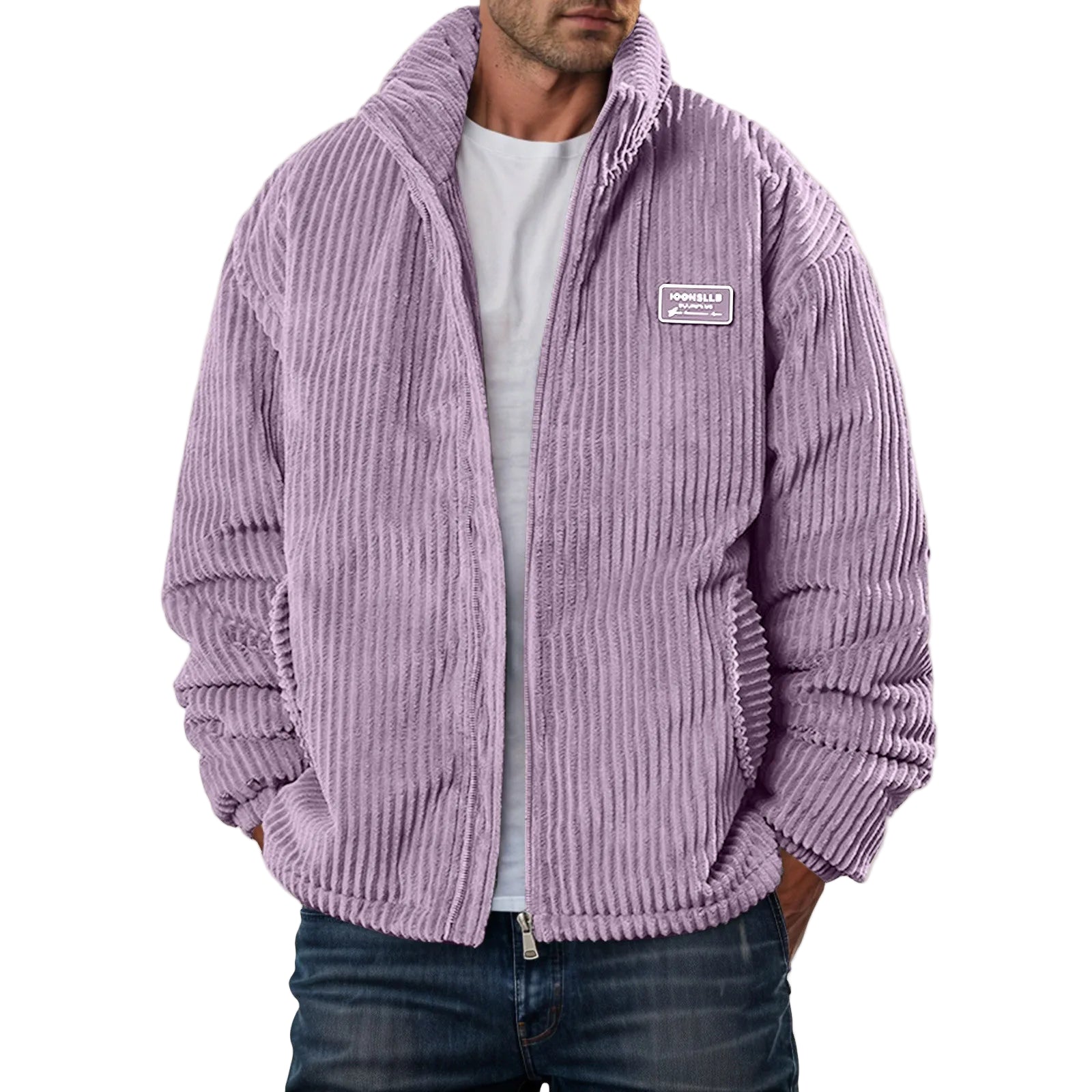 Men's Corduroy Winter Down Coat Streetwear Thick Cotton Padded Jacket Outdoor Turtleneck Zip Up Warm Quilted Parkas Men Clothing