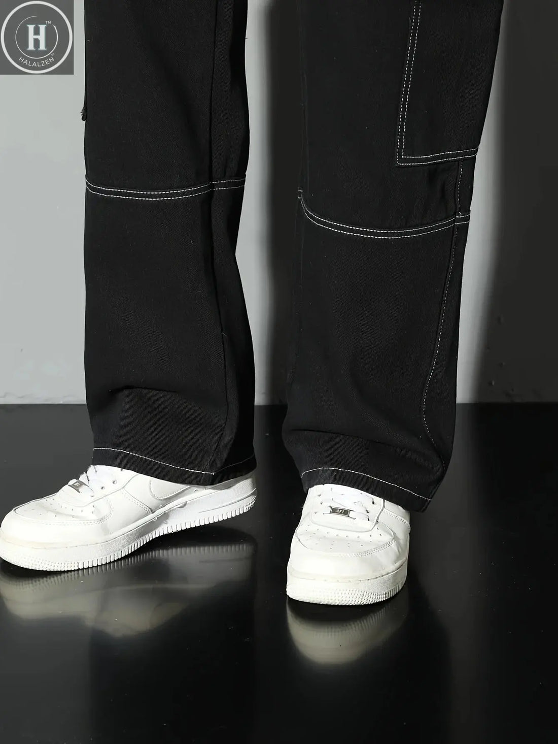 Men's fashion workwear jeans, denim trousers, loose straight-leg pants, all-season style, washed with multiple pockets Halalzen UK