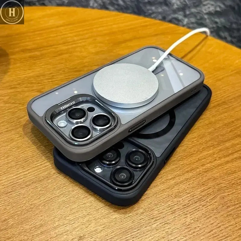 Luxury Magnetic Shockproof Phone Case for iPhone 16/15/14/13/12/11/17 Pro Max with Stand and Glass Lens Case Halalzen UK