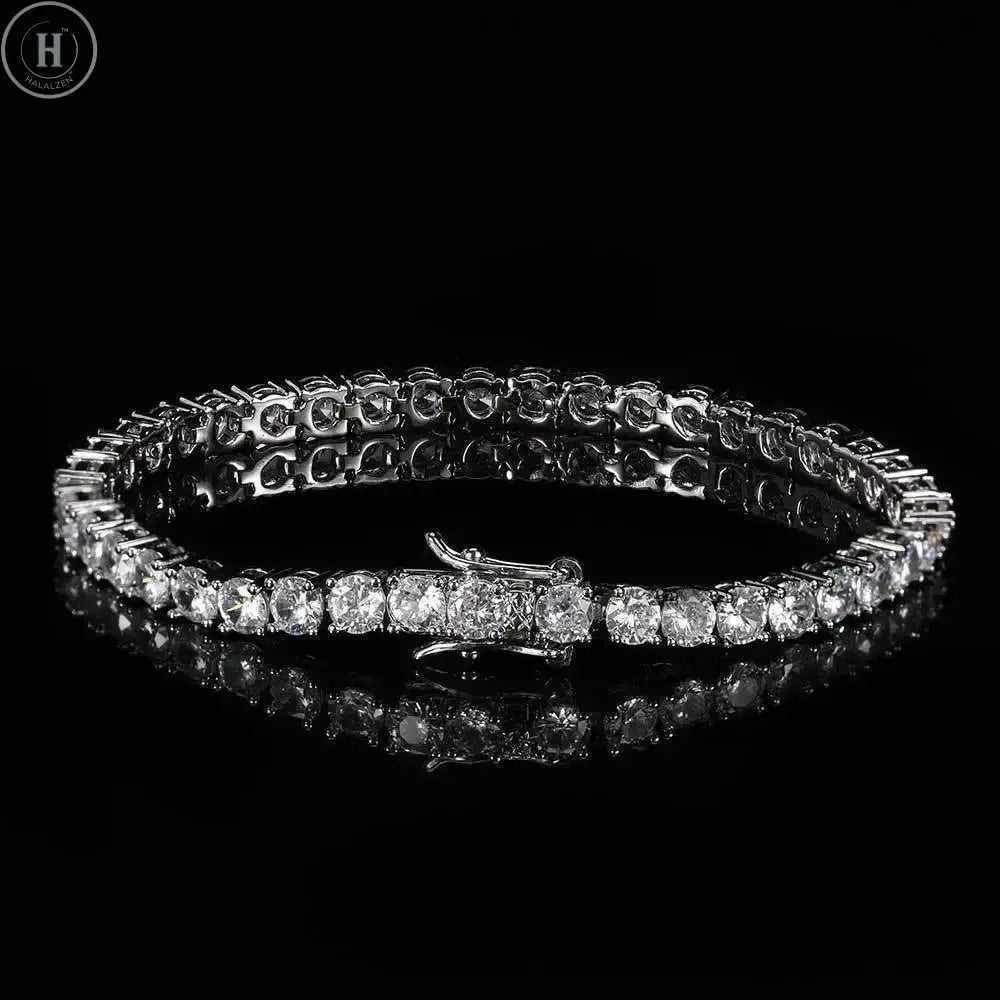 Luxury Hiphop IED Out 3mm 4mm 5mmTennis Bracelet Full Diamond 925 Silver Plated Wedding Party Jewelry Bracelets for Women Man HALALZEN