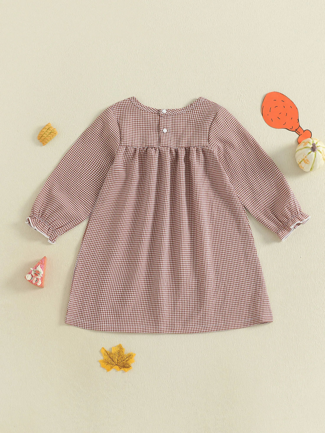 Women s Christmas Plaid Dress with Reindeer Embroidery and Round Neckline Long Sleeves A-Line Silhouette Festive Holiday