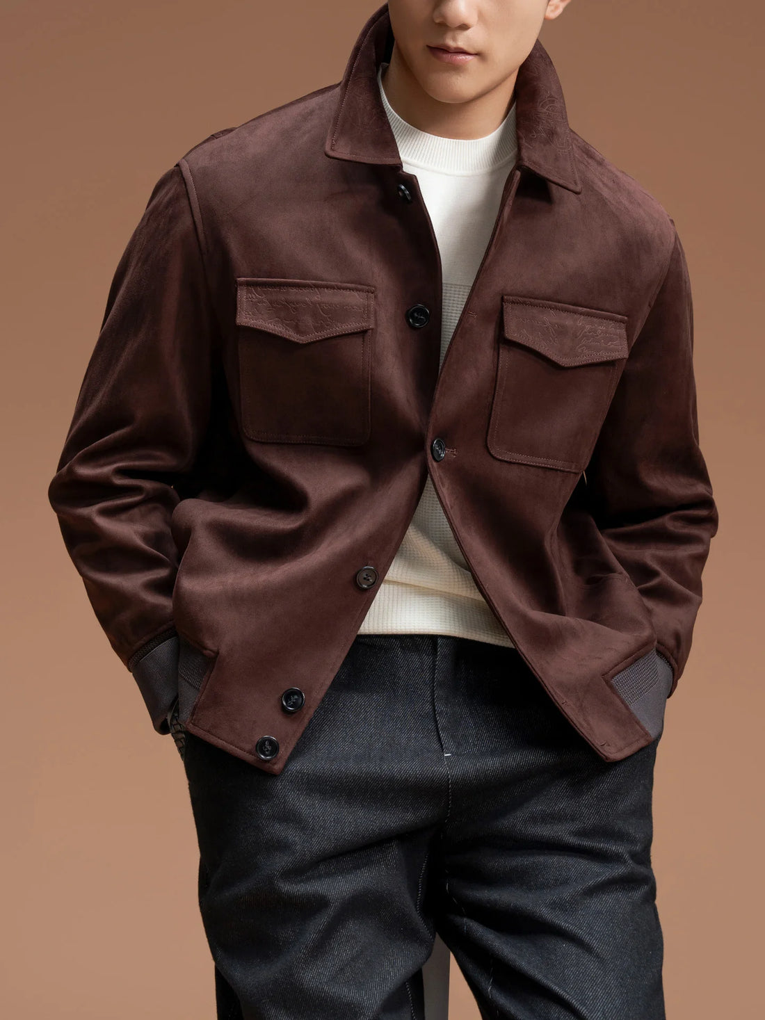 Autumn New Men's Top Jacket, Solid Color Simple Lapel Fashion Trend Pocket Decoration Casual Jacket