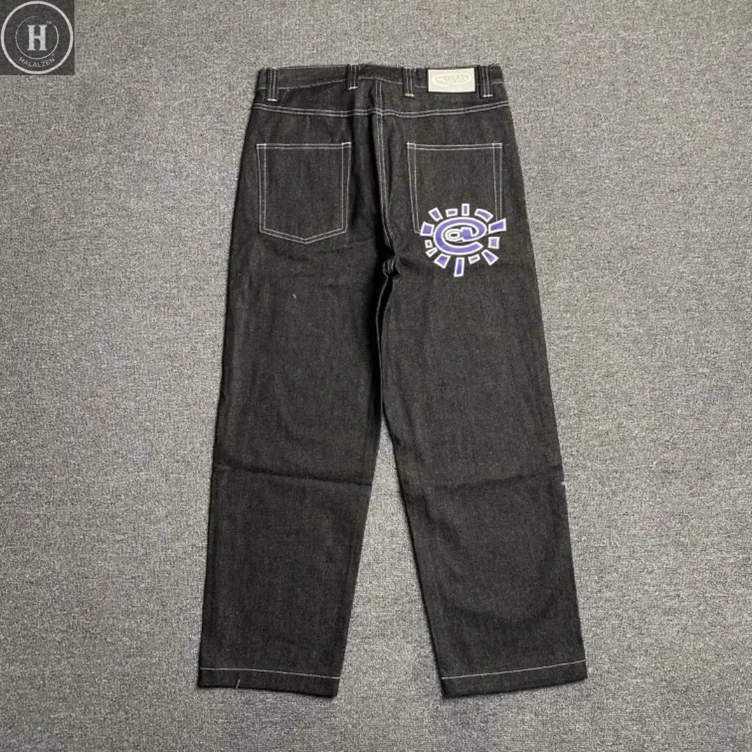 New Always Jeans High quality Printed Embroidery Straight Jeans Black Pants Men Jeans Printing Trend Street Wear AlwaysJeans Men HALALZEN