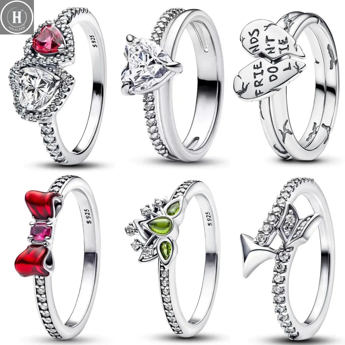 Hot Sale 925 Silver Rings Love Arrow Bow Lotus Heart For Mother Original Silver 925 Wedding Valentine's Day Ring Trinkets HALALZEN