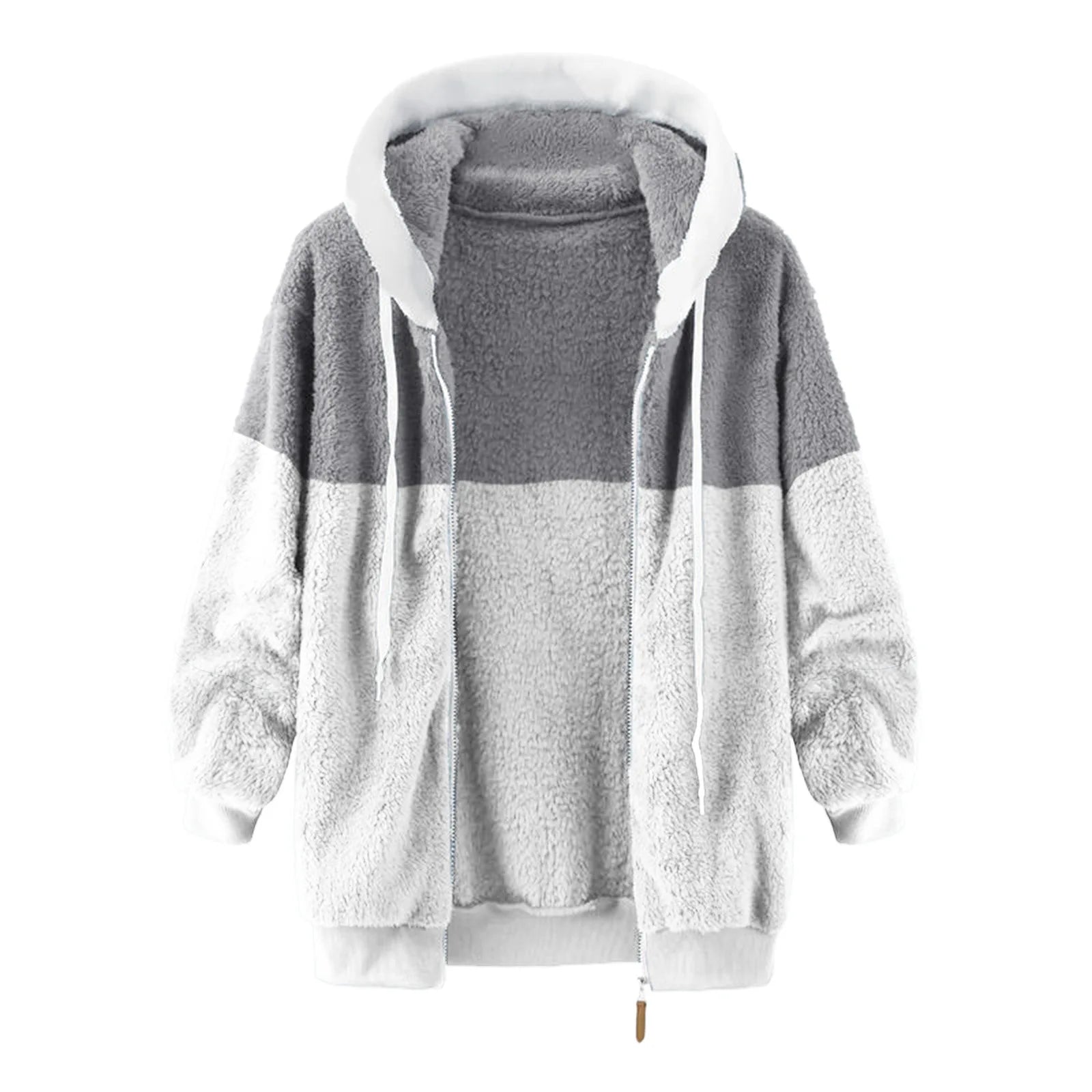 2025 Women Autumn Winter Jacket Female Coat Causal Soft Hooded Fleece Plush Warm Outdoor Overcoat Faux Fur Fluffy Zipper Top