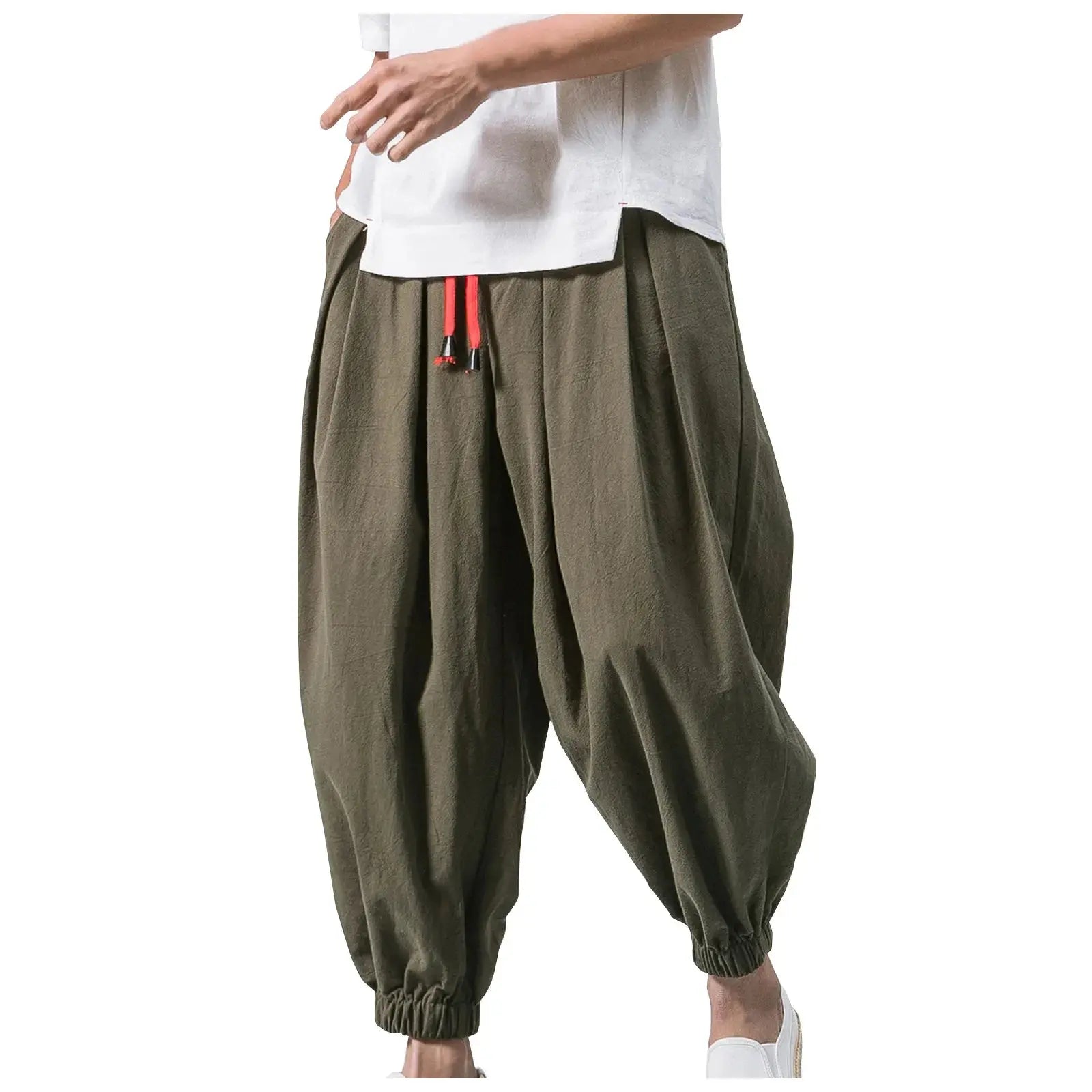 New Oversize Men Loose Harem Pants Autumn Chinese Linen Overweight Sweatpants High Quality Casual Brand Trousers Male Halalzen UK