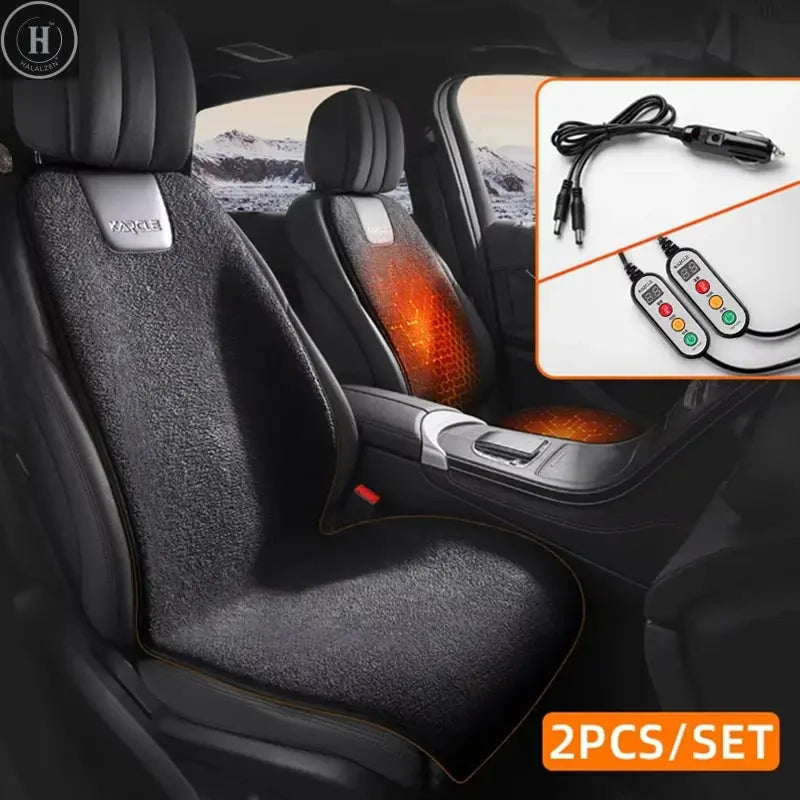 Heated Car Seat Cover Fleece Graphene Fast Car Seat Heater 12/24V Warm Plush Seat Protector Car Heating Mat Winter Seat Cushion HALALZEN