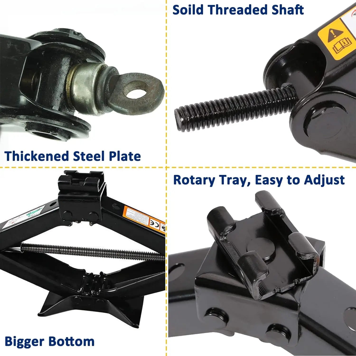 DayPlus Car Jack Trolley with Hand Crank,2Tonne for Cars, SUVs, MPV Small Trucks, Lifting Height 105-385 mm, Black