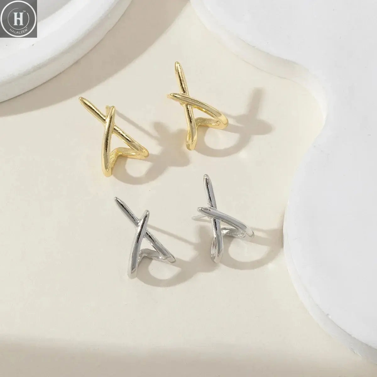LATS Trendy Gold Color Cross Stud Earrings for Women Dainty Simple Minimalist Earring Fashion Jewelry Party Gifts Wholesale HALALZEN
