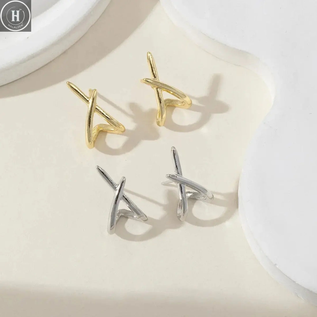 LATS Trendy Gold Color Cross Stud Earrings for Women Dainty Simple Minimalist Earring Fashion Jewelry Party Gifts Wholesale HALALZEN