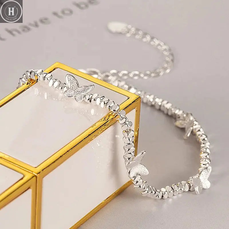 VENTFILLE 925 Sterling Silver Butterfly Bracelet for Girl Bead String Design Insect Fashion Versatile Jewelry Gift Dropshipping HALALZEN