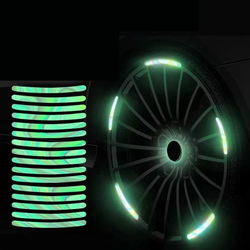 Car Wheel Hub Reflective Sticker 20pcs Creative Personality Tire Rim Reflective Strips Night Driving Accessories