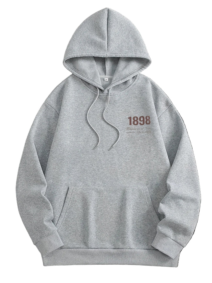 Men's Vintage Brooklyn 1898 Graphic Hoodie - Loose Fit Sweatshirt with Kangaroo Pockets, Heavyweight Casual Streetwear Pullover
